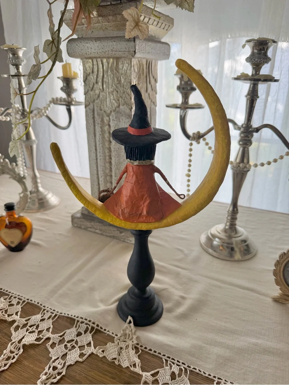 Vintage Lori Mitchell Retired Collectible “Moonlight Magic” Witch on the Moon